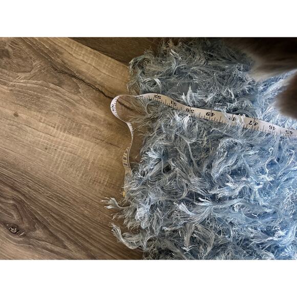 NWT ASOS DESIGN Light Blue Beaded Feather Hem Dress Size 14 Glam Formal Gown - Picture 14 of 16